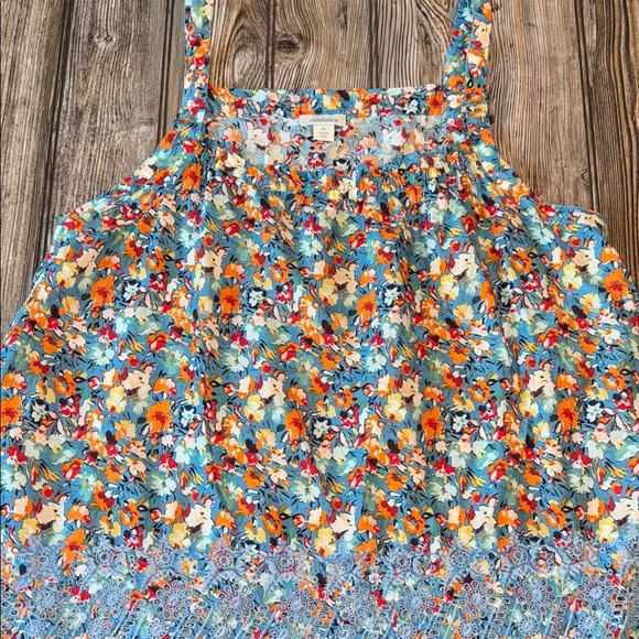 Sundance embroidered top floral XL cotton tank peasant scallop hem - Picture 2 of 5